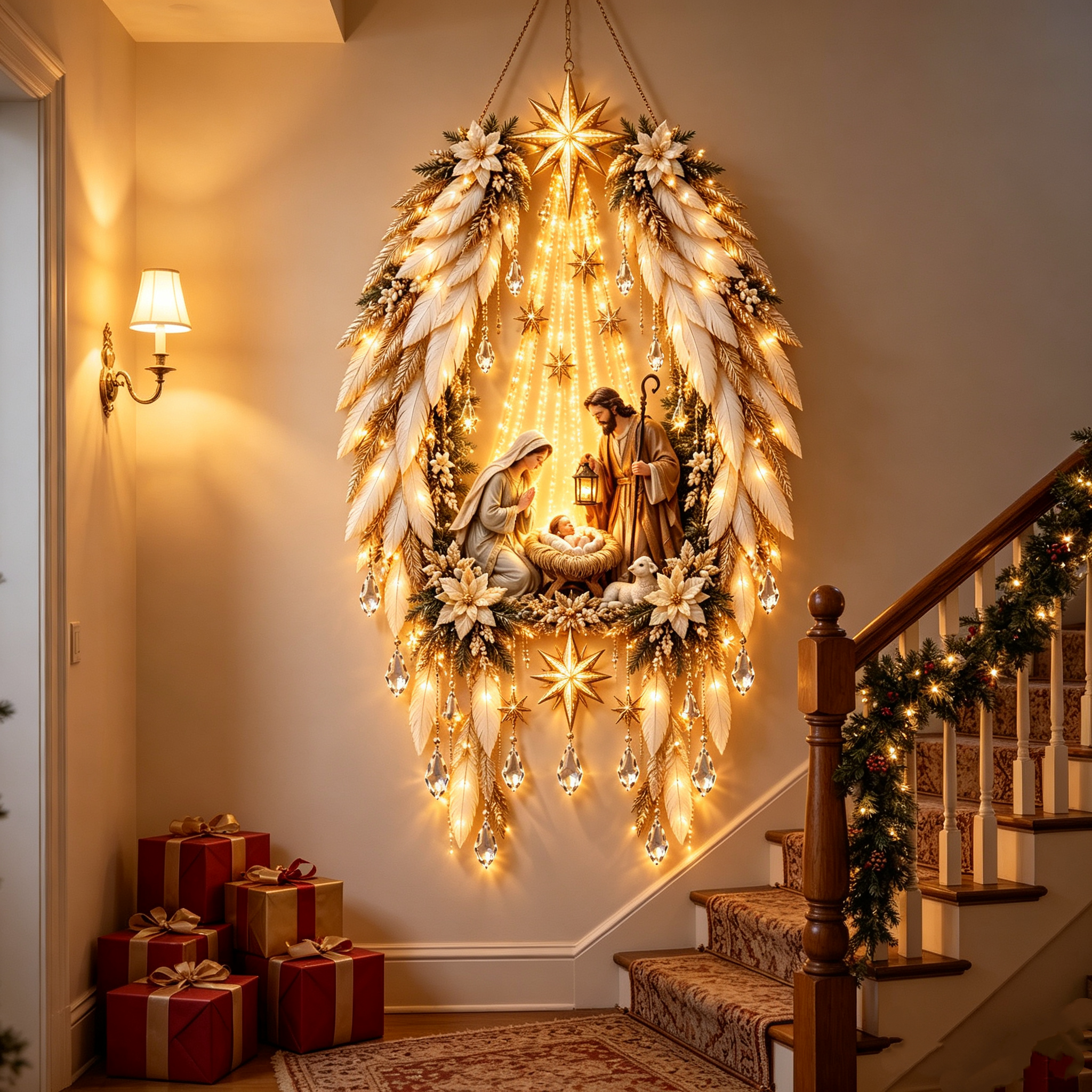 lk-0a191b9bac-17895309569154 👼 Angel Wings Nativity Lighted Wall Hanging | Meaningful Christmas Decor
