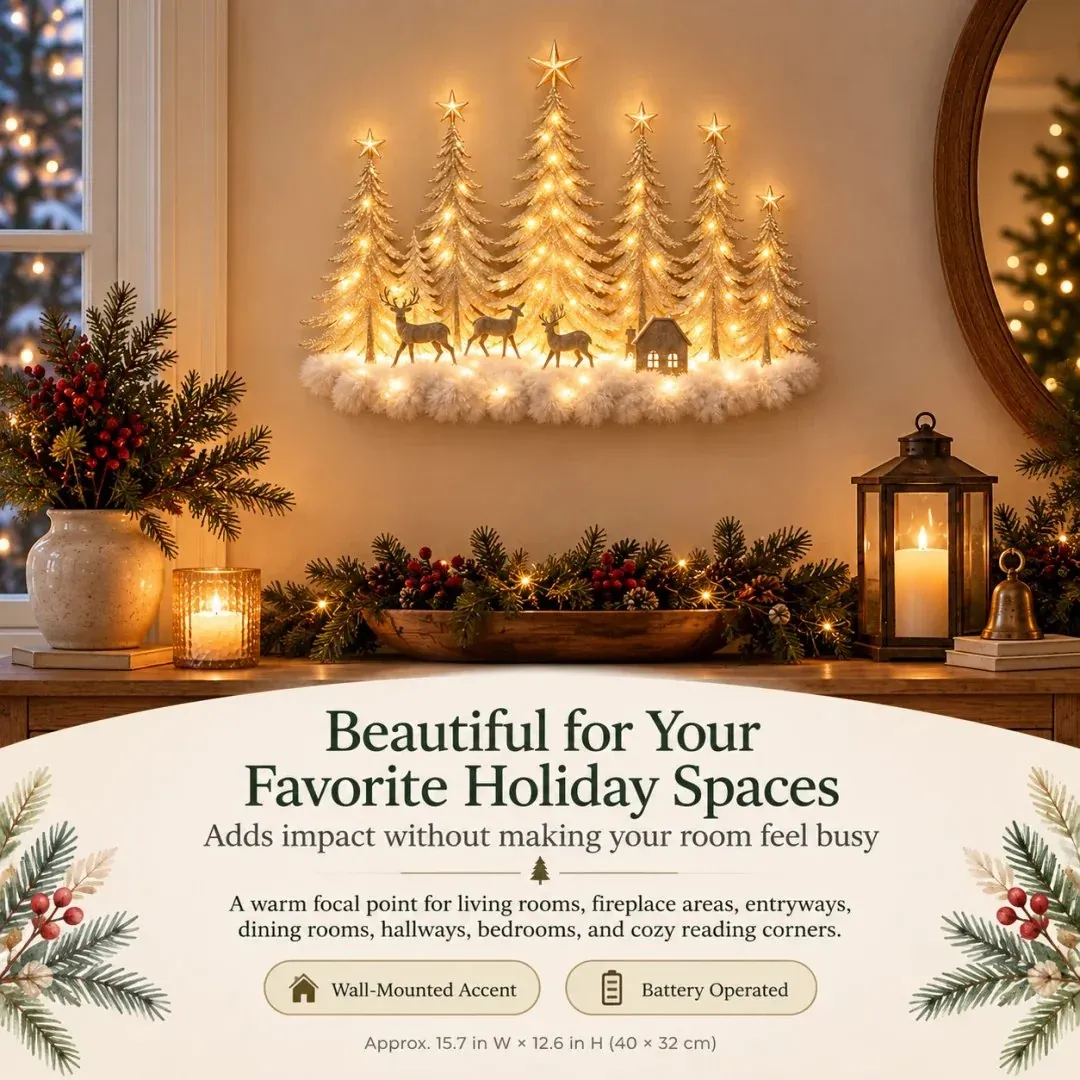 lk-0a34465aee-30bf86266286ac8858c16437cc1338202fbaa206 🌲 Step Into an Enchanted Winter Grove: Lighted Christmas Woodland Forest Wall Decor