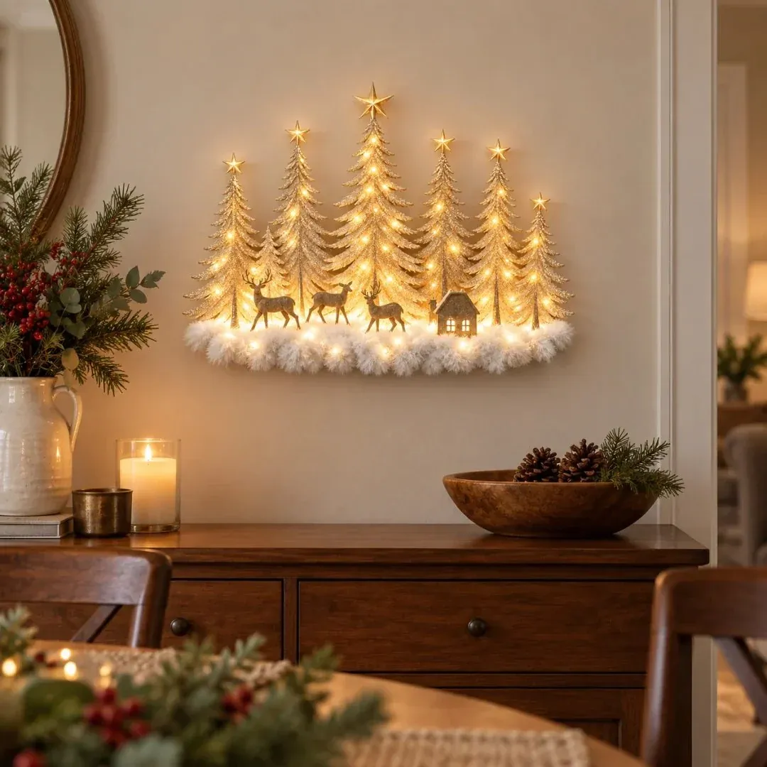lk-280f755fb3-4aacb54b7e2ec219a572e900e1aa532096d36872 🌲 Step Into an Enchanted Winter Grove: Lighted Christmas Woodland Forest Wall Decor