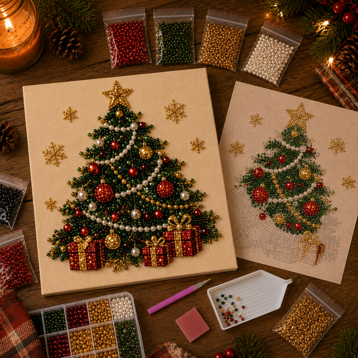 lk-336e274342-14-60 🧘Relaxing & Beginner-Friendly – 🎨💎DIY Christmas Pearl Diamond Painting Art Kit