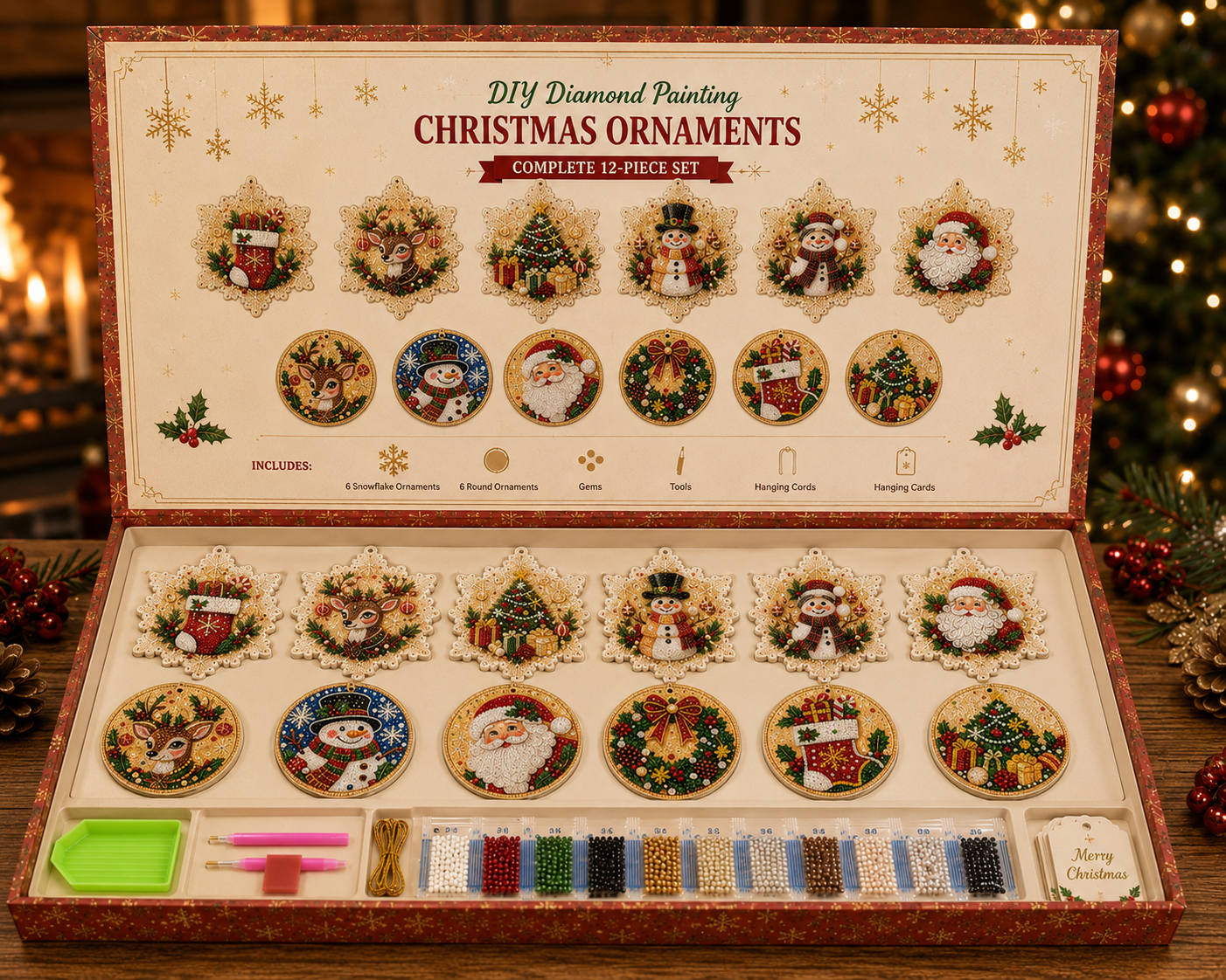 lk-36ac07b677-26-6 🎄DIY Diamond Painting Christmas Ornaments – 6Pc Set