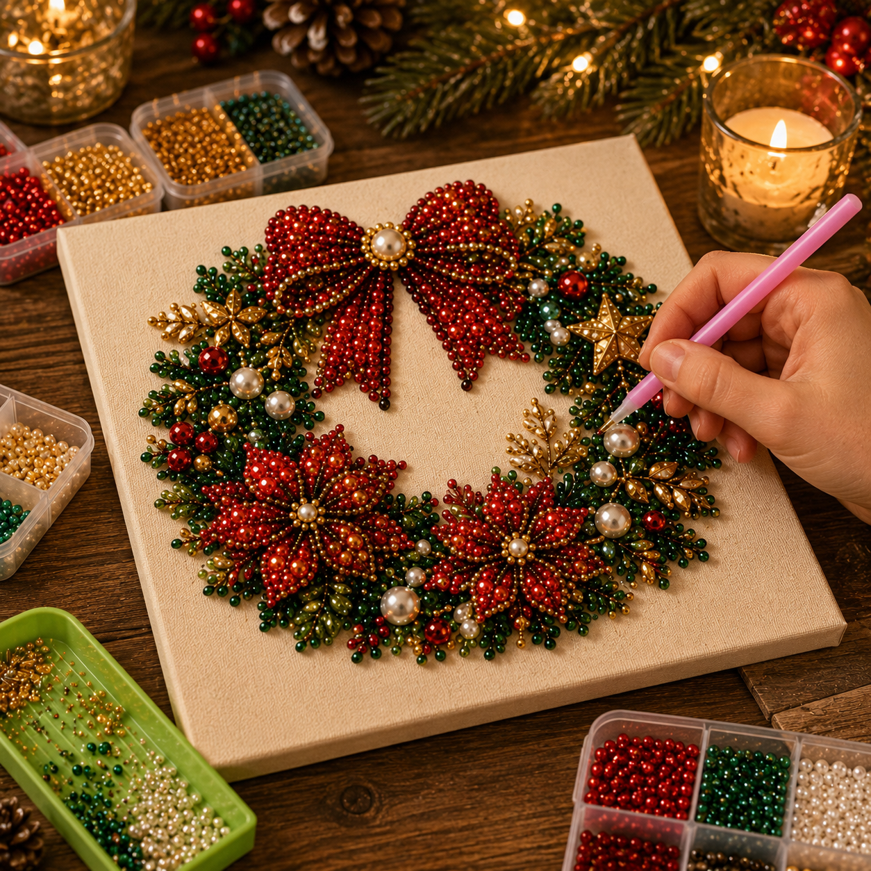 lk-4c27050d8f-19-26 🧘Relaxing & Beginner-Friendly – 🎨💎DIY Christmas Pearl Diamond Painting Art Kit