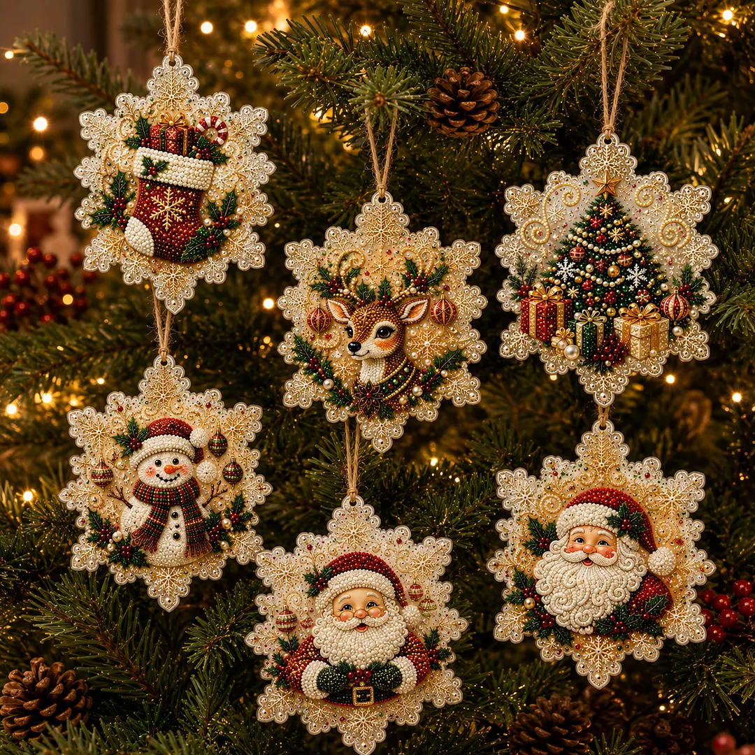 lk-4e9706f123-2-286 🎄DIY Diamond Painting Christmas Ornaments – 6Pc Set
