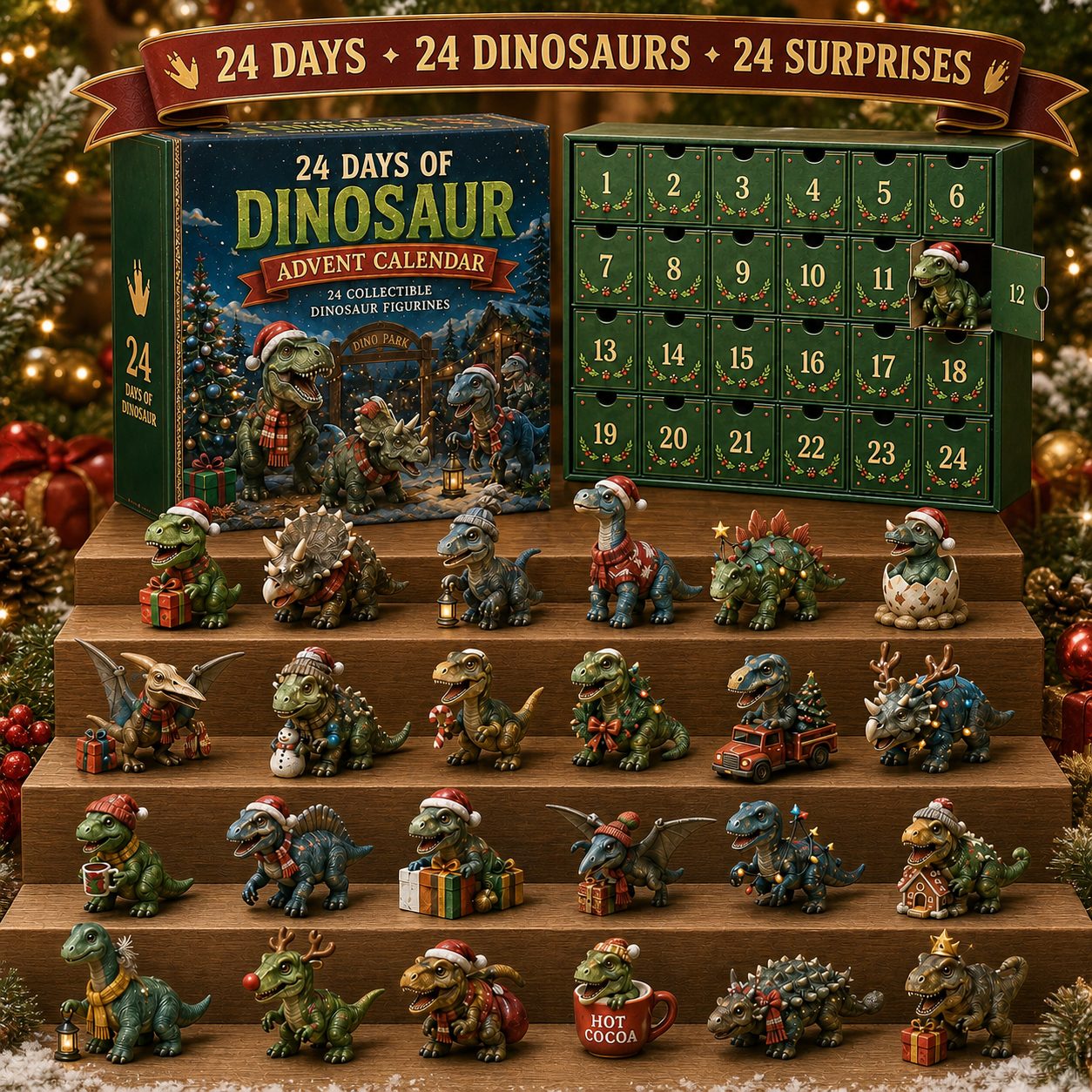 lk-9dff9b3957-dinosaur-advent-calendar-04-complete-collection 24 Days of Dinosaur Christmas Advent Calendar – 24 Collectible Dino Figurines & Holiday Surprises