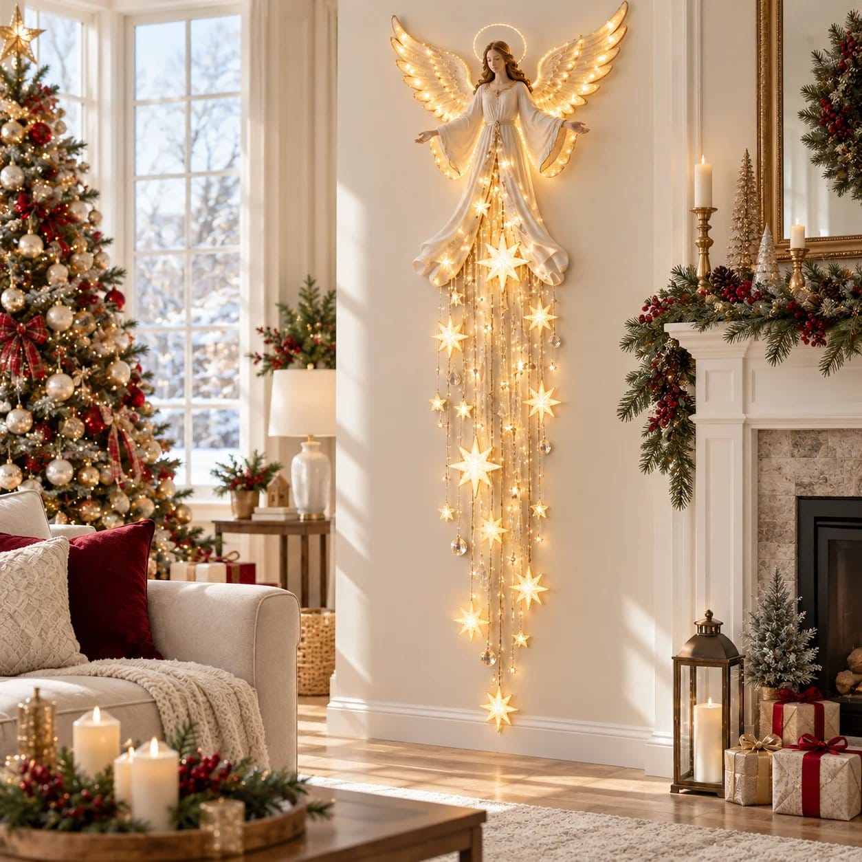 lk-b554699c52-1599740a012c95cdcd1ece59f402c4c9d907d56a Angel Blessing Starfall Wall Light – Heavenly Christmas Wall Decor