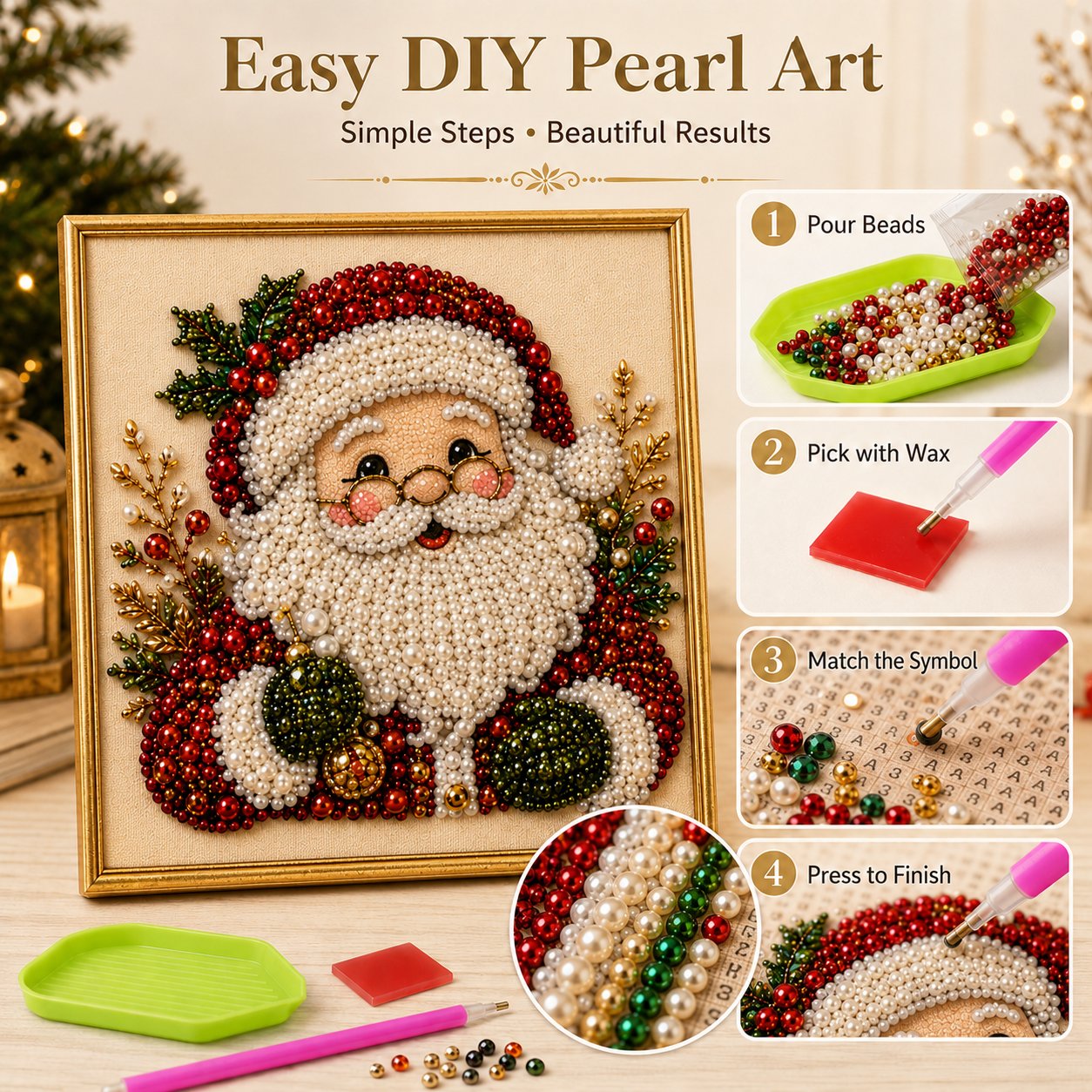 lk-c28e146068-9-122 🧘Relaxing & Beginner-Friendly – 🎨💎DIY Christmas Pearl Diamond Painting Art Kit