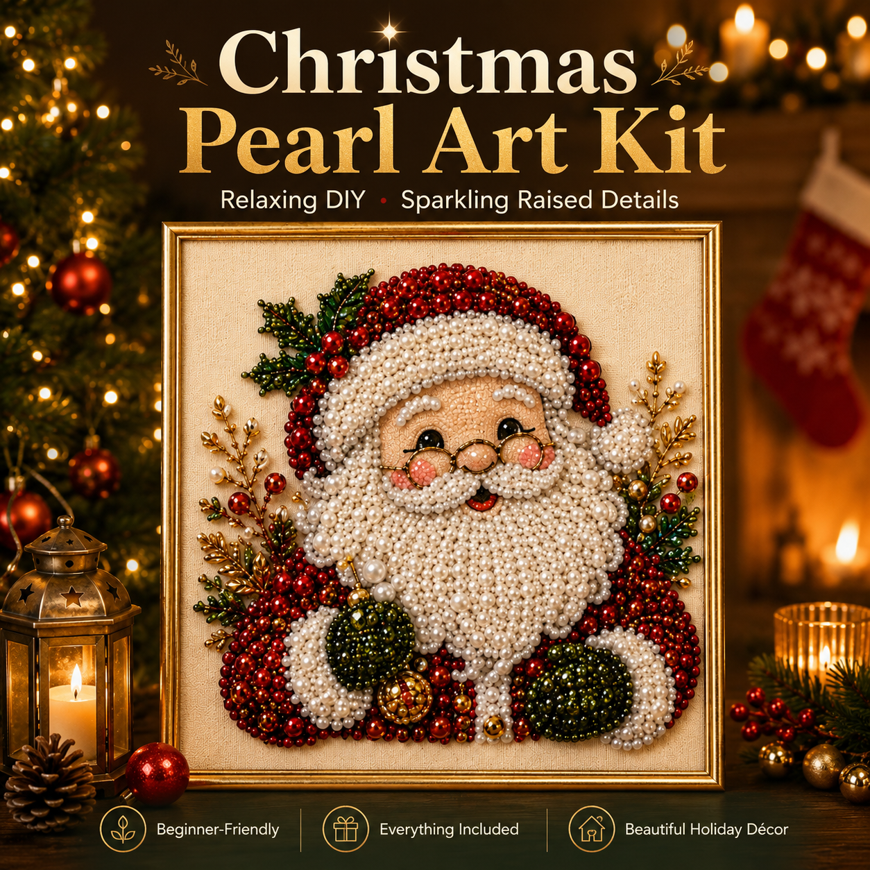 🧘Relaxing & Beginner-Friendly – 🎨💎DIY Christmas Pearl Diamond Painting Art Kit