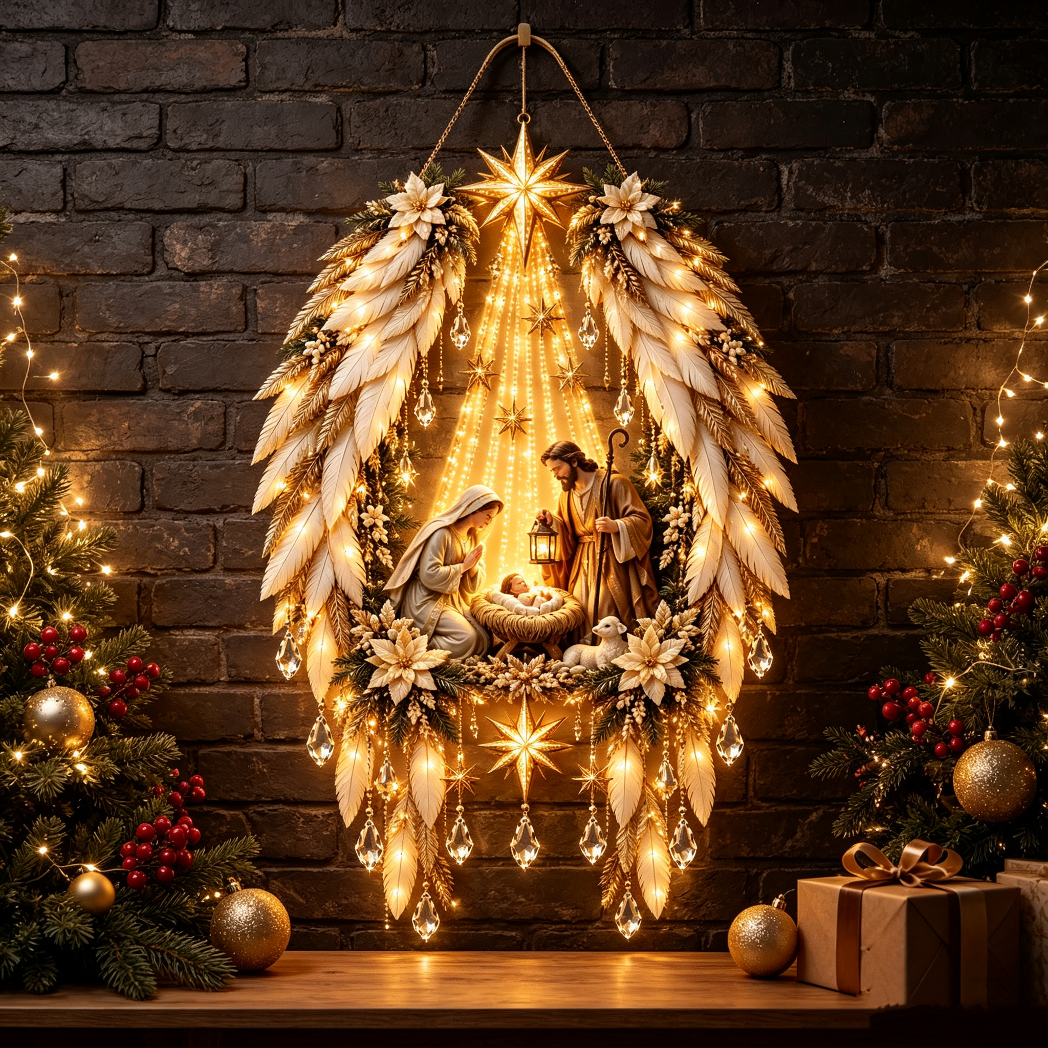 lk-ec325bbedb-17895324564429 👼 Angel Wings Nativity Lighted Wall Hanging | Meaningful Christmas Decor