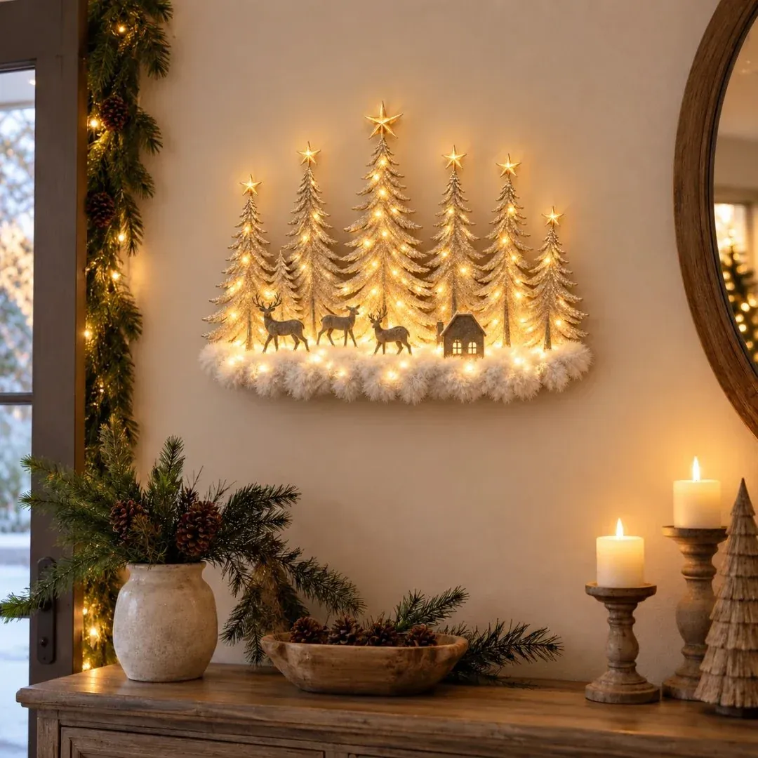 lk-ef7afd9336-a4f74a881d90c54606e53f855c8bd88397bc5b0d 🌲 Step Into an Enchanted Winter Grove: Lighted Christmas Woodland Forest Wall Decor